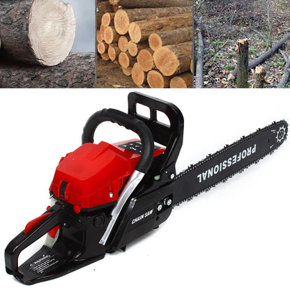 Gasoline Powered Chainsaw 2 Stroke 62CC 20" Gasoline Chain Cycle Engine Wood Cutting Gas Chain Saw