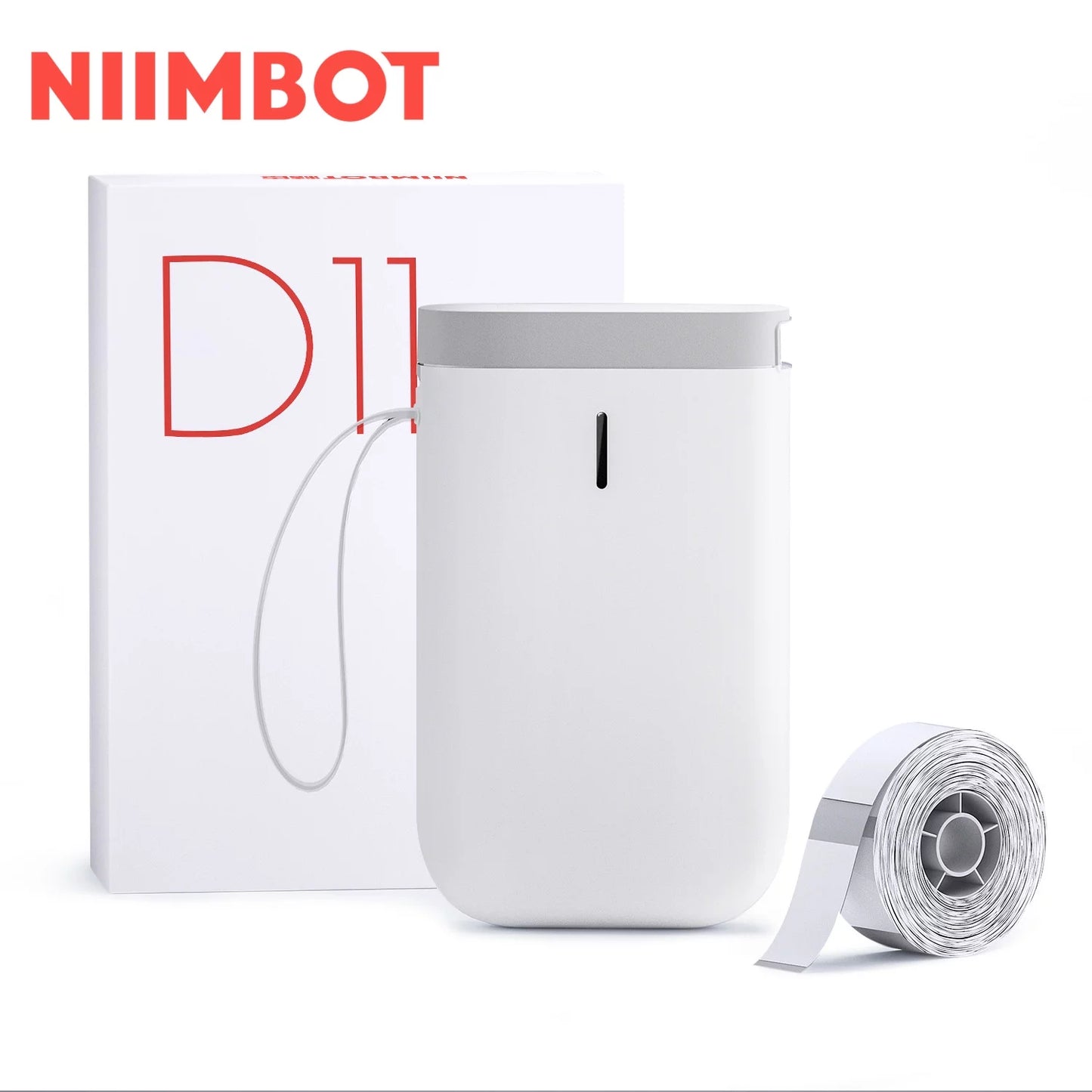 D11 Label Maker with Tape, Mini Bluetooth Label Printer Inkless Labeler Sticker Label Printer Machine (White)