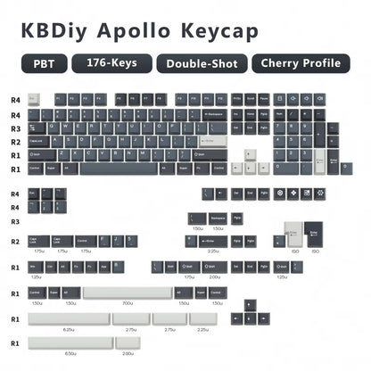 176 Keys/Set Cherry Profile PBT GMK Nautilus Keycaps Double Shot Blue for Mechanical Keyboard Keycap Custom ISO Keys 7U